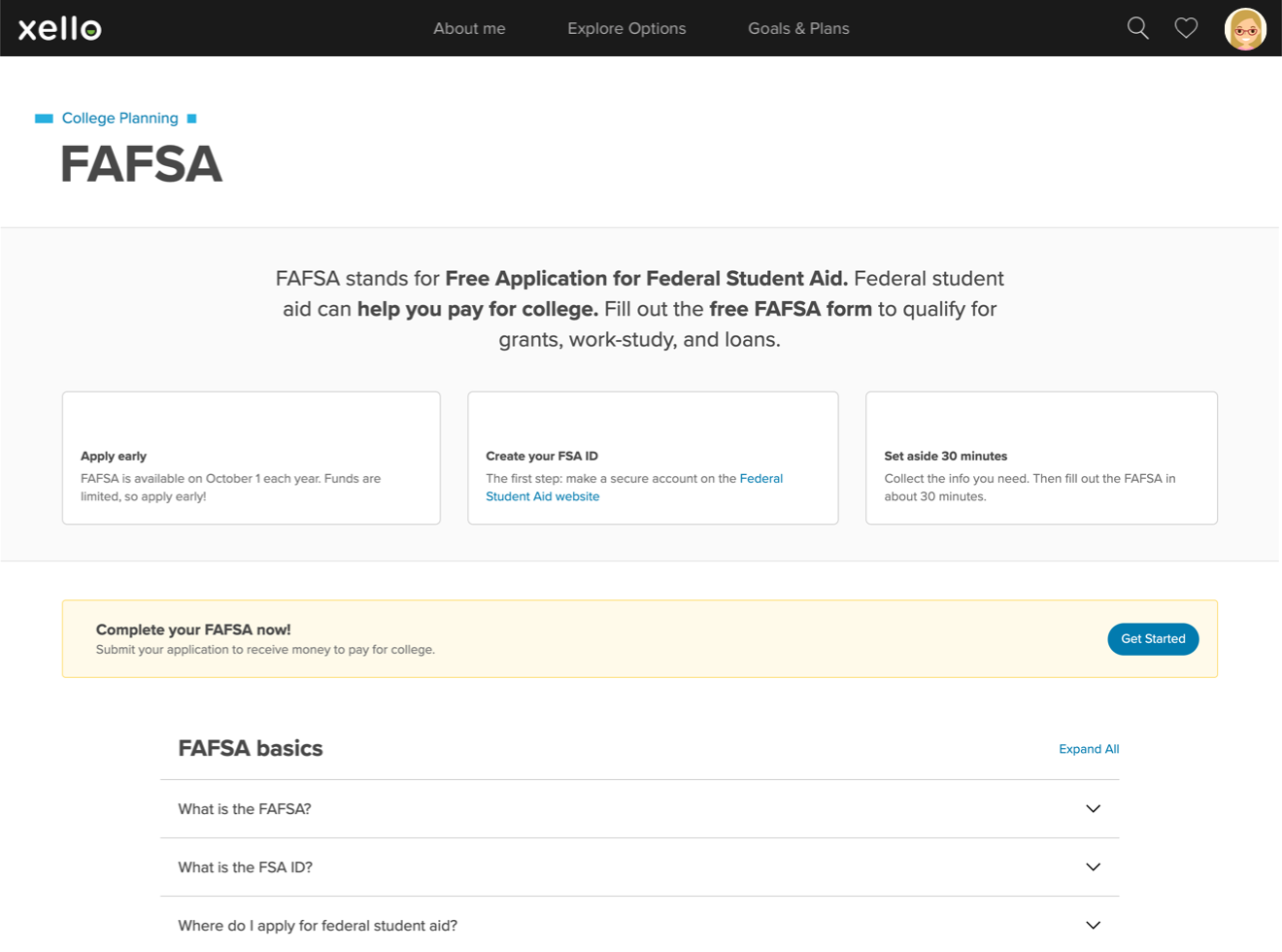 FAFSA topic page