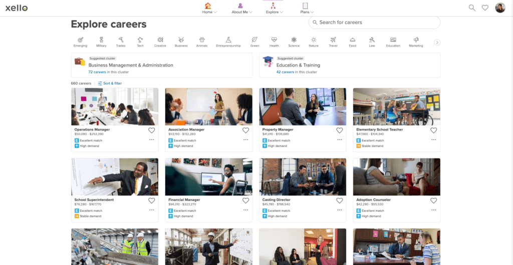 Career Exploration in Xello