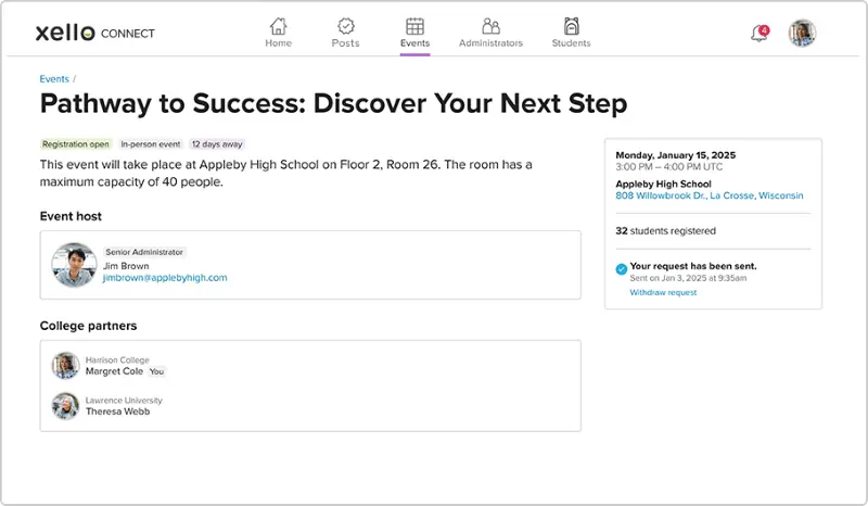 Screen shot of report in Xello Connect