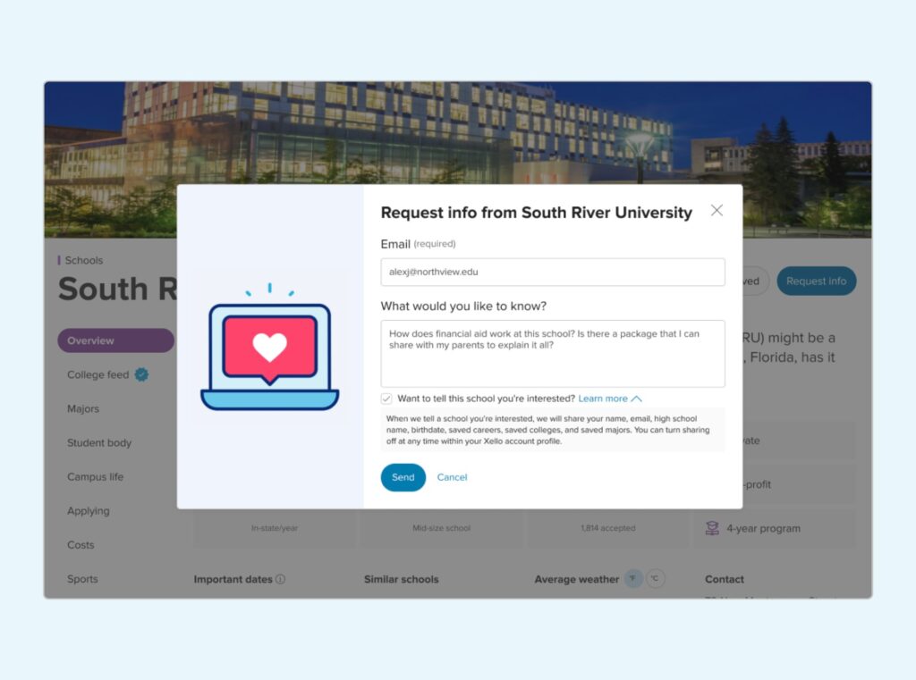 Connecting students with colleges in Xello: From exploration to real college conversations