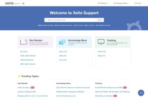 Xello support site screenshot